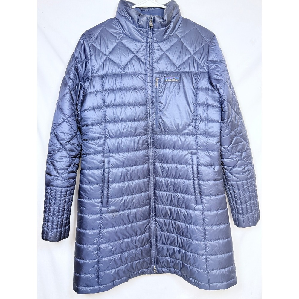 Patagonia Womens Radalie Parka Large Blue Quilted Insulated Puffer Jacket Coat